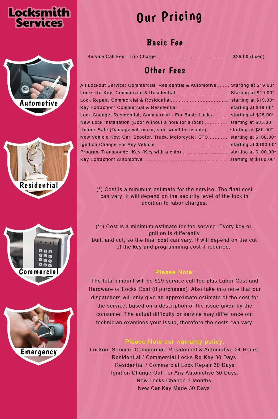 Laurel Springs NJ Locksmith Store Laurel Springs, NJ 856-347-2095 - price-list-c-18